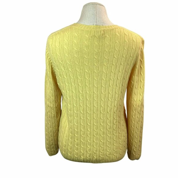 L.L. Bean Lambs Wool Womens Small Cable Knit Sweater Yellow - Picture 7 of 9